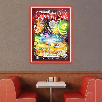 Salmon Sub Poster Acrylic Led Sign | Shineneon