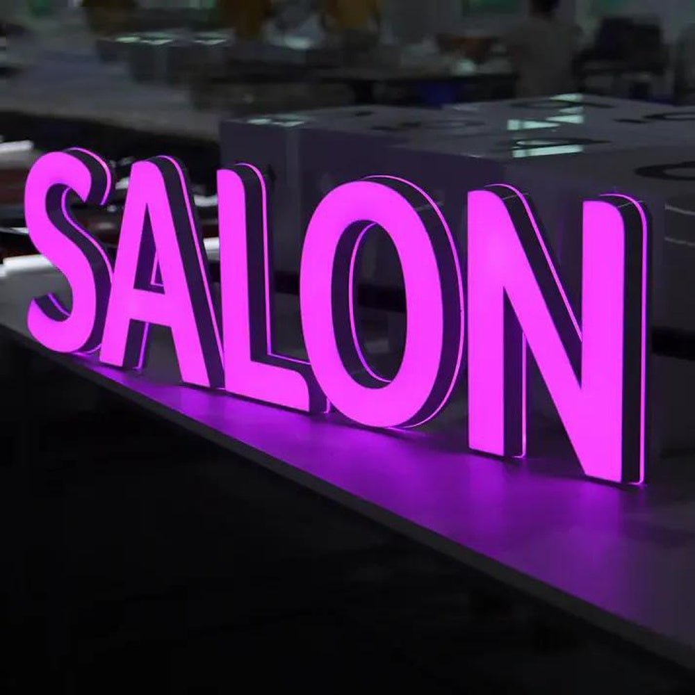 Salon 3D Front And Back Lit Letters Metal Led Sign - Shineneon