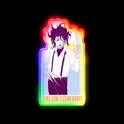 Salon Edward Barber Shop Haircut Led Neon Sign - LED neon sign close-up detail
