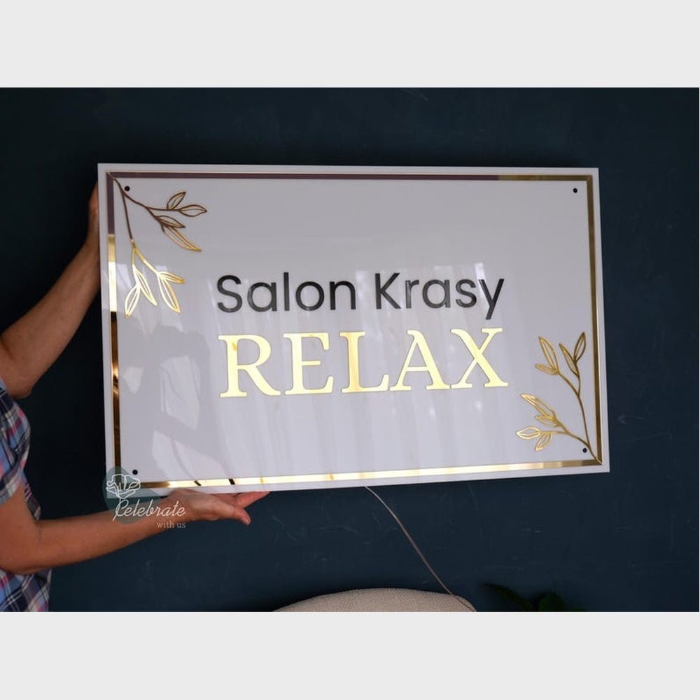 Salon Krasy Relax Acrylic Business Logo Sign - Shineneon