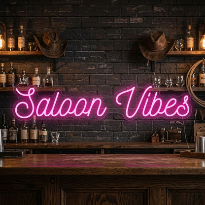 Salon Vibes On A Brick Wall Decor LED Neon Sign - 03 Real Lifestyle Scene