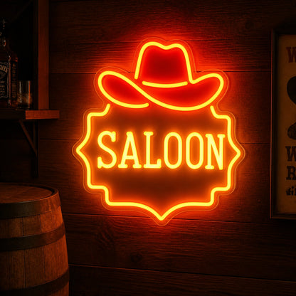 Saloon Cowboy Hat Garage Neon Sign Vintage LED Neon Sign real lifestyle scene