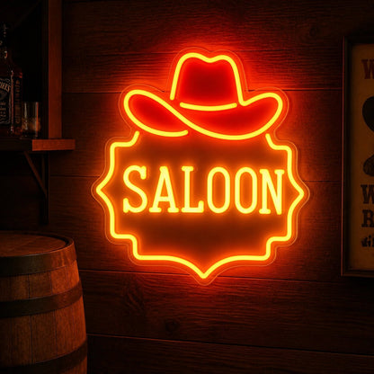 Saloon Cowboy Hat Garage Neon Sign Vintage LED Neon Sign - Shineneon