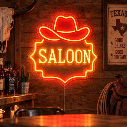 Saloon Cowboy Hat Garage Neon Sign Vintage LED Neon Sign Garage Neon Sign - Shineneon