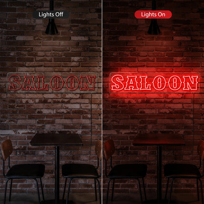 Saloon Wall Neon Sign LED Neon Sign day and night comparison