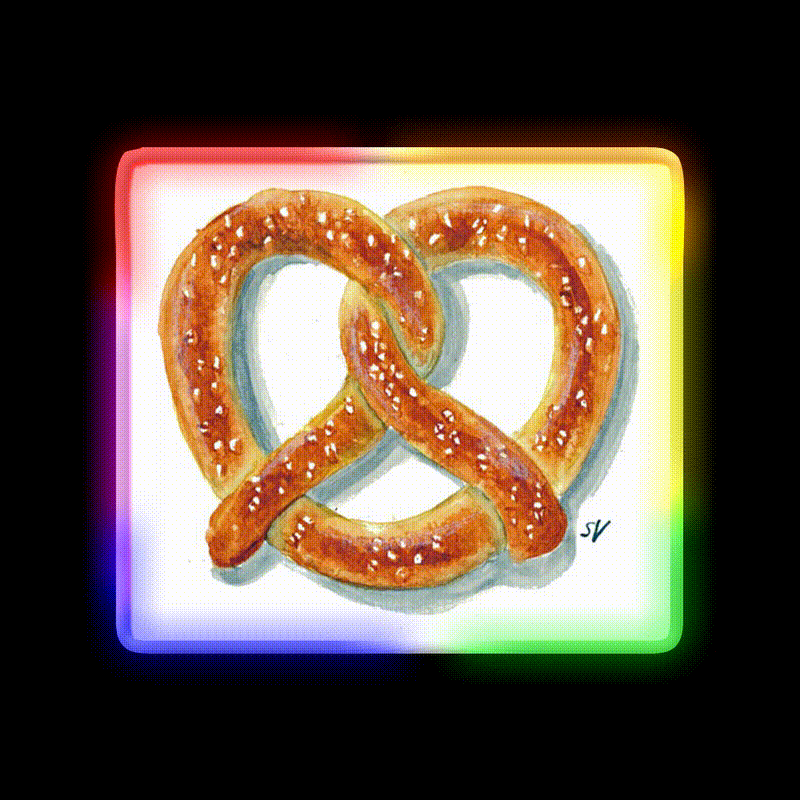 Salty Soft Pretzel Snack Food Led Neon Sign Rgb Color - LED neon sign close-up detail