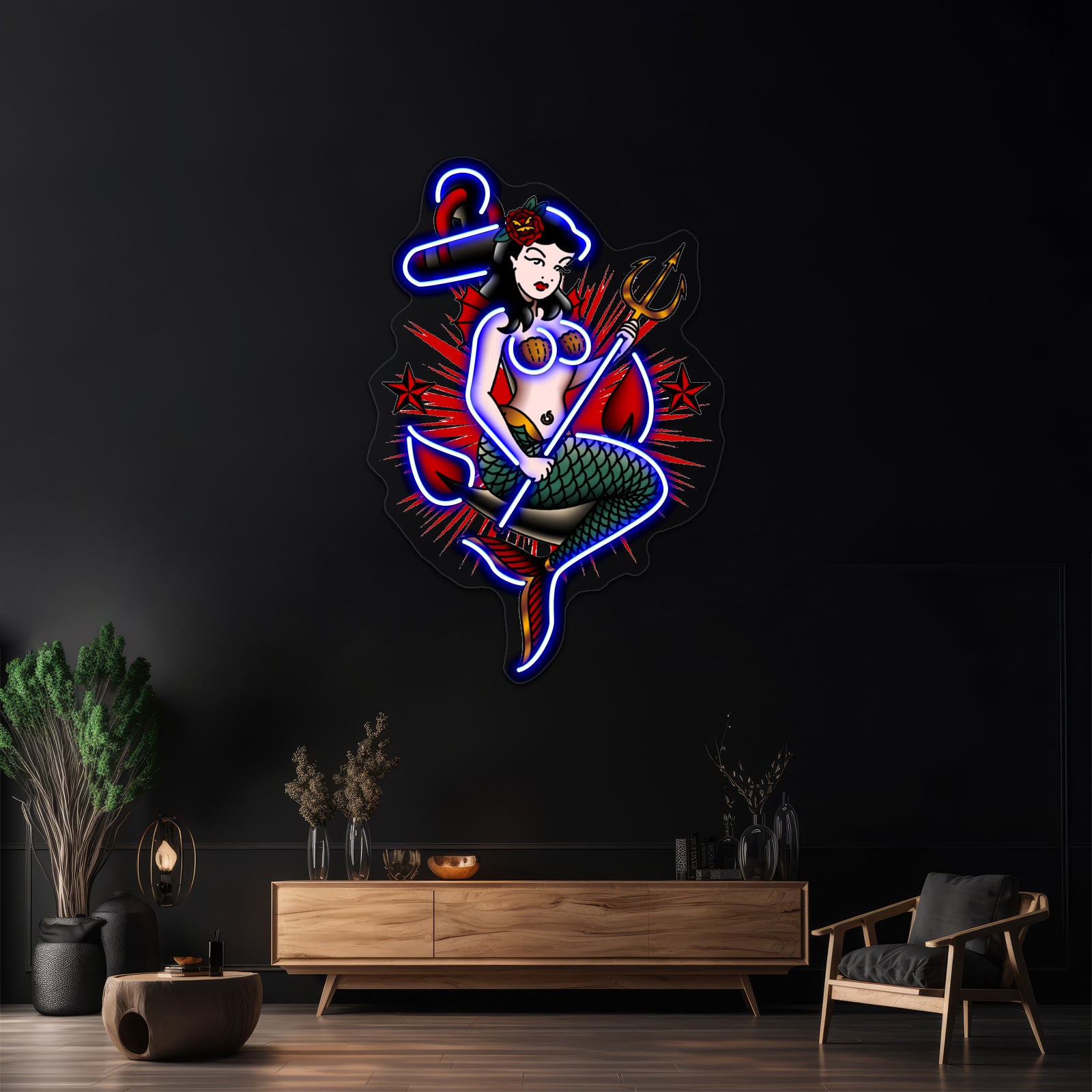 Saltydog American Traditional Nautical Mermaid Artwork Led Neon Signs | Shineneon