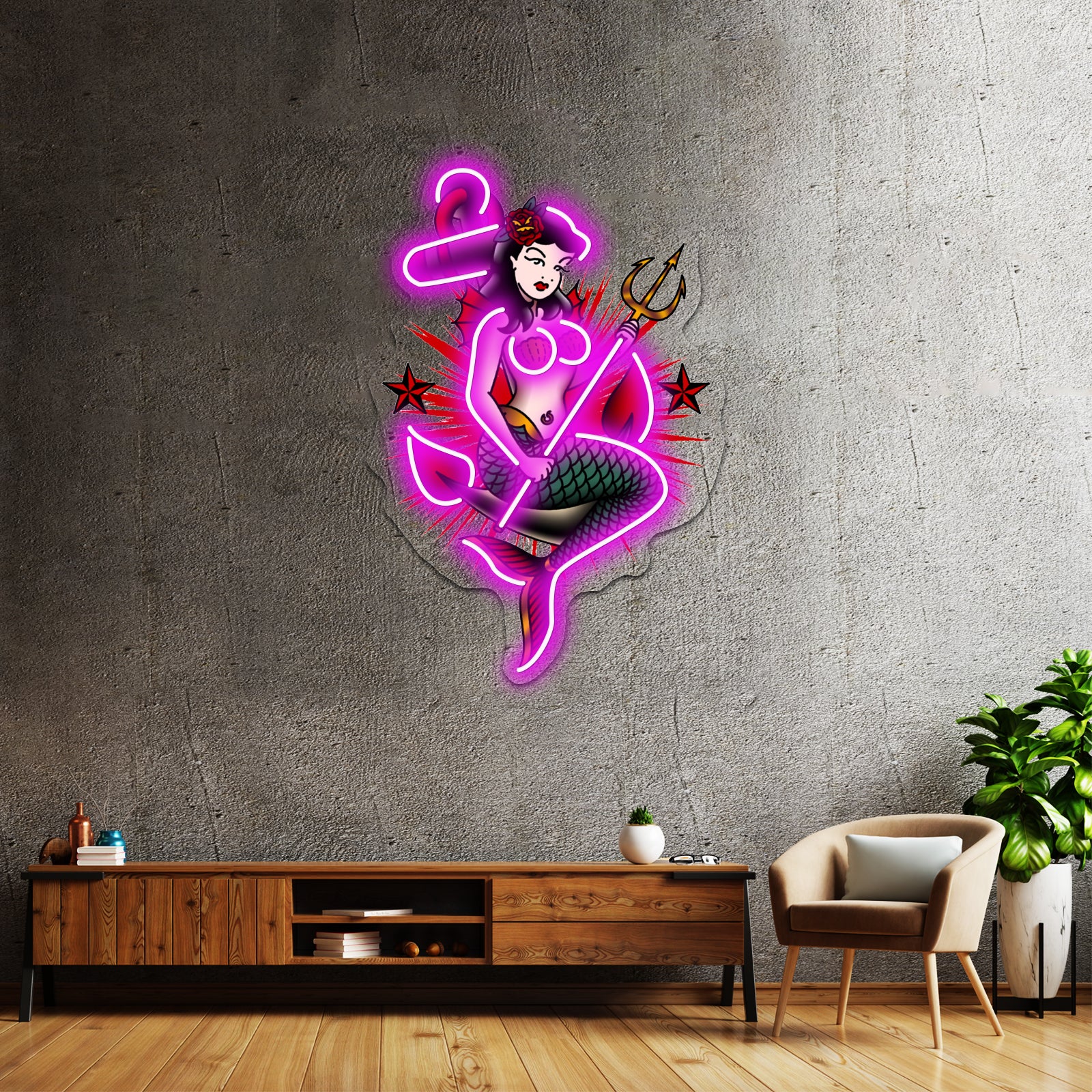 Saltydog American Traditional Nautical Mermaid Artwork Led Neon Signs | Shineneon