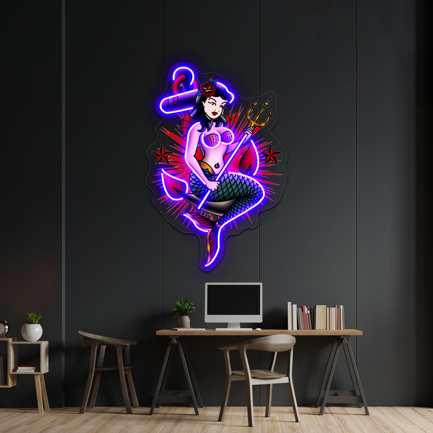 Saltydog American Traditional Nautical Mermaid Artwork Led Neon Signs