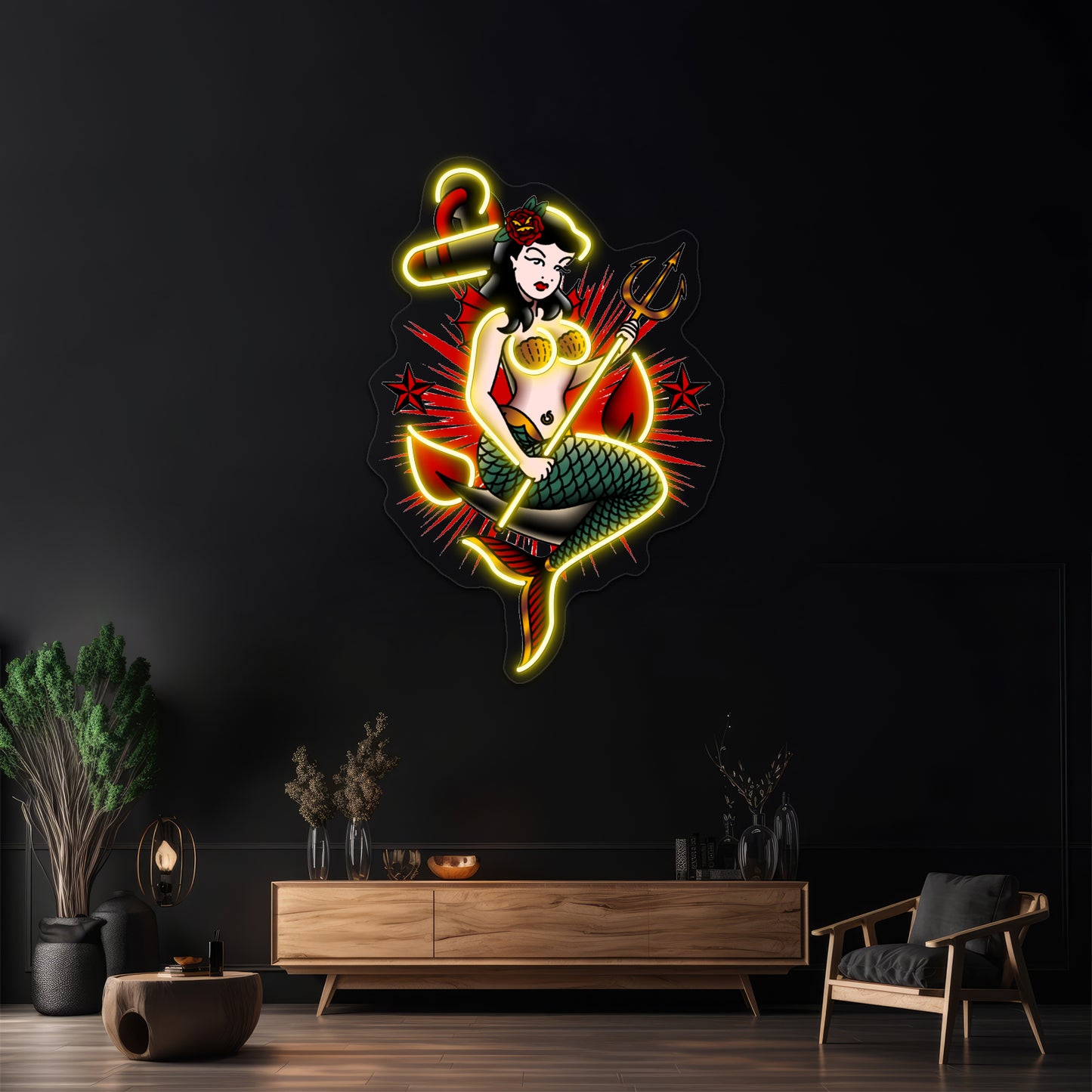 Saltydog American Traditional Nautical Mermaid Artwork Led Neon Signs