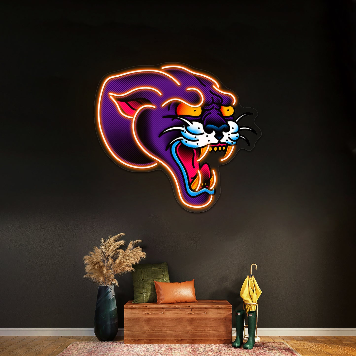 Saltydog Toned Panther Head Artwork Custom Led Signs