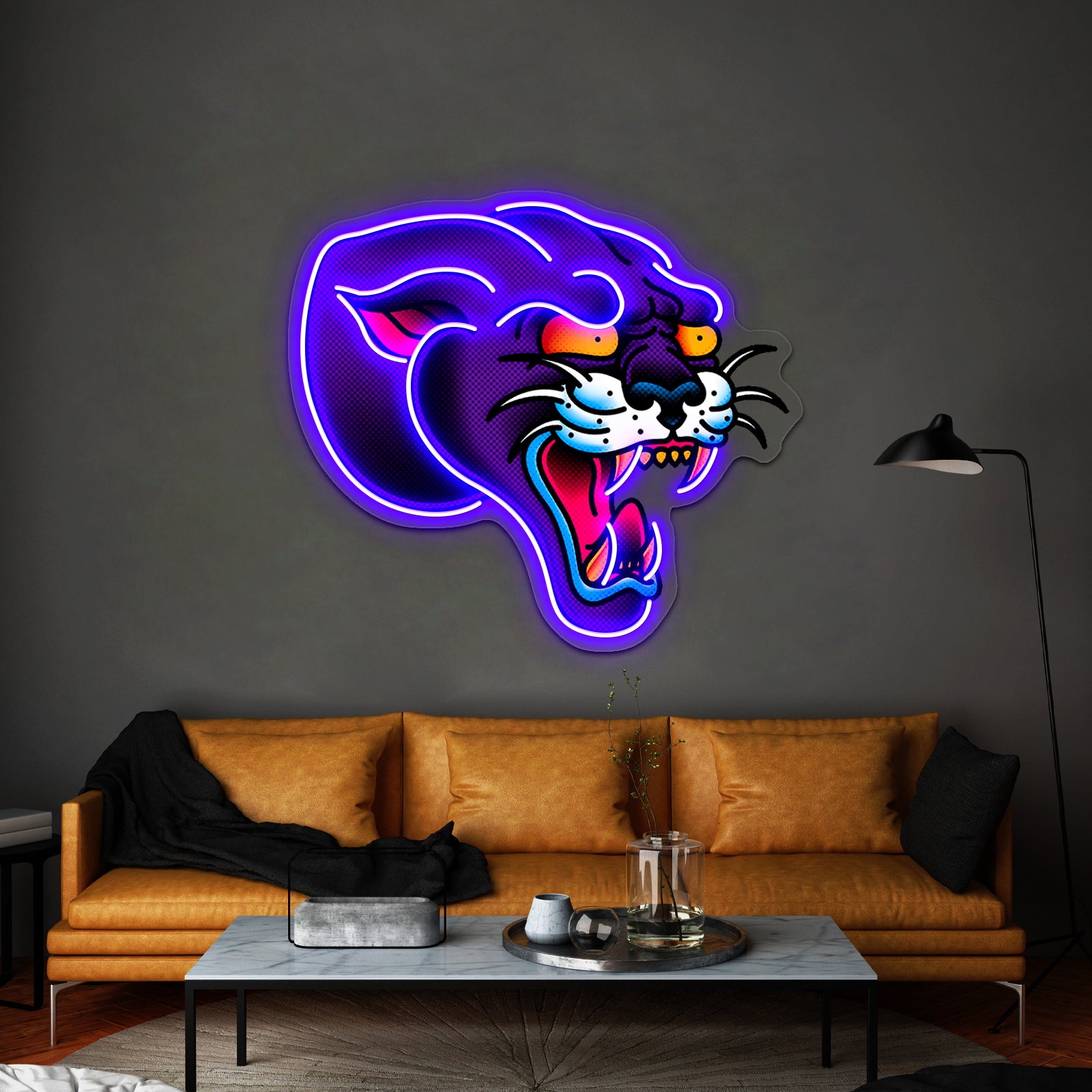 Saltydog Toned Panther Head Artwork Custom Led Signs | Shineneon