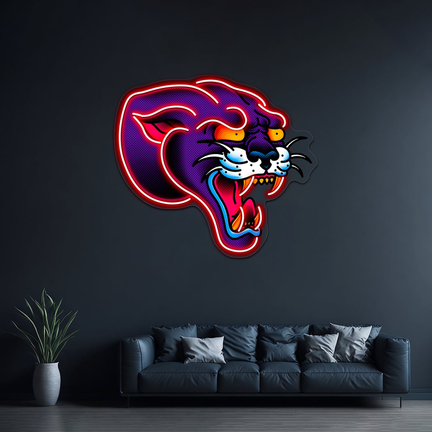 Saltydog Toned Panther Head Artwork Custom Led Signs