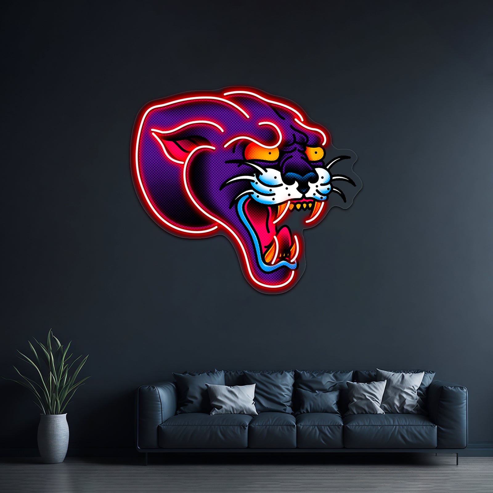 Saltydog Toned Panther Head Artwork Custom Led Signs | Shineneon