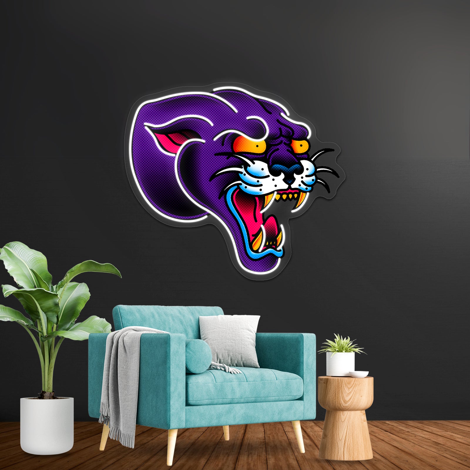 Saltydog Toned Panther Head Artwork Custom Led Signs | Shineneon