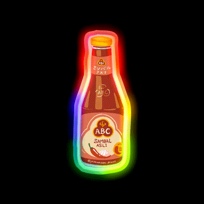 Sambal Abc Legendary Indonesian Chilli Sauce Snack Food Led Neon Sign Rgb Color - LED neon sign close-up detail