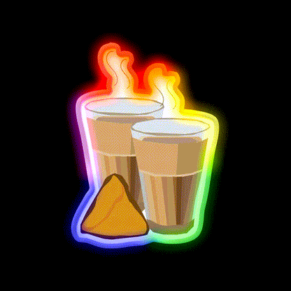 Samosa And Chai Snack Food Led Neon Sign Rgb Color - LED neon sign close-up detail