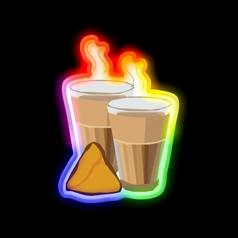 Samosa And Chai Snack Food Led Neon Sign Rgb Color - LED neon sign close-up detail