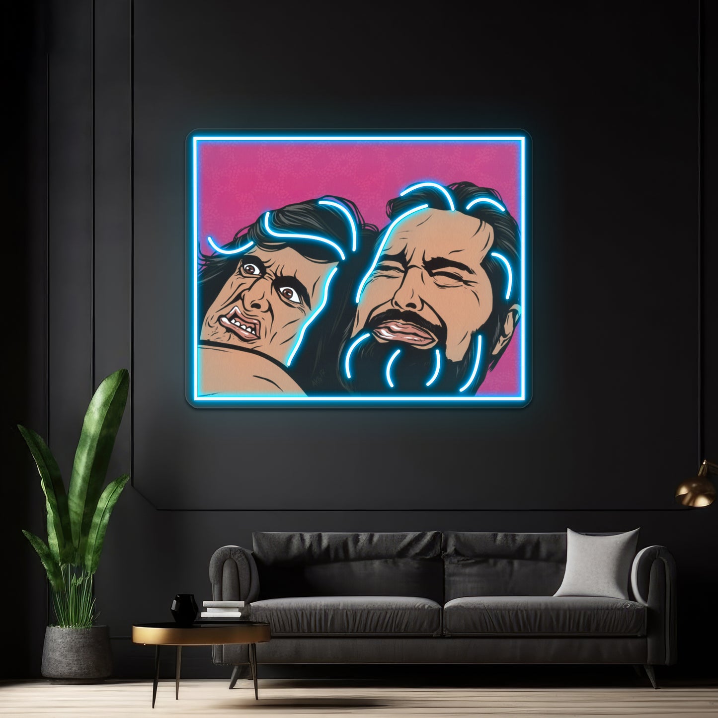 Samurai Cop Fight Scene Artwork Custom Led Signs