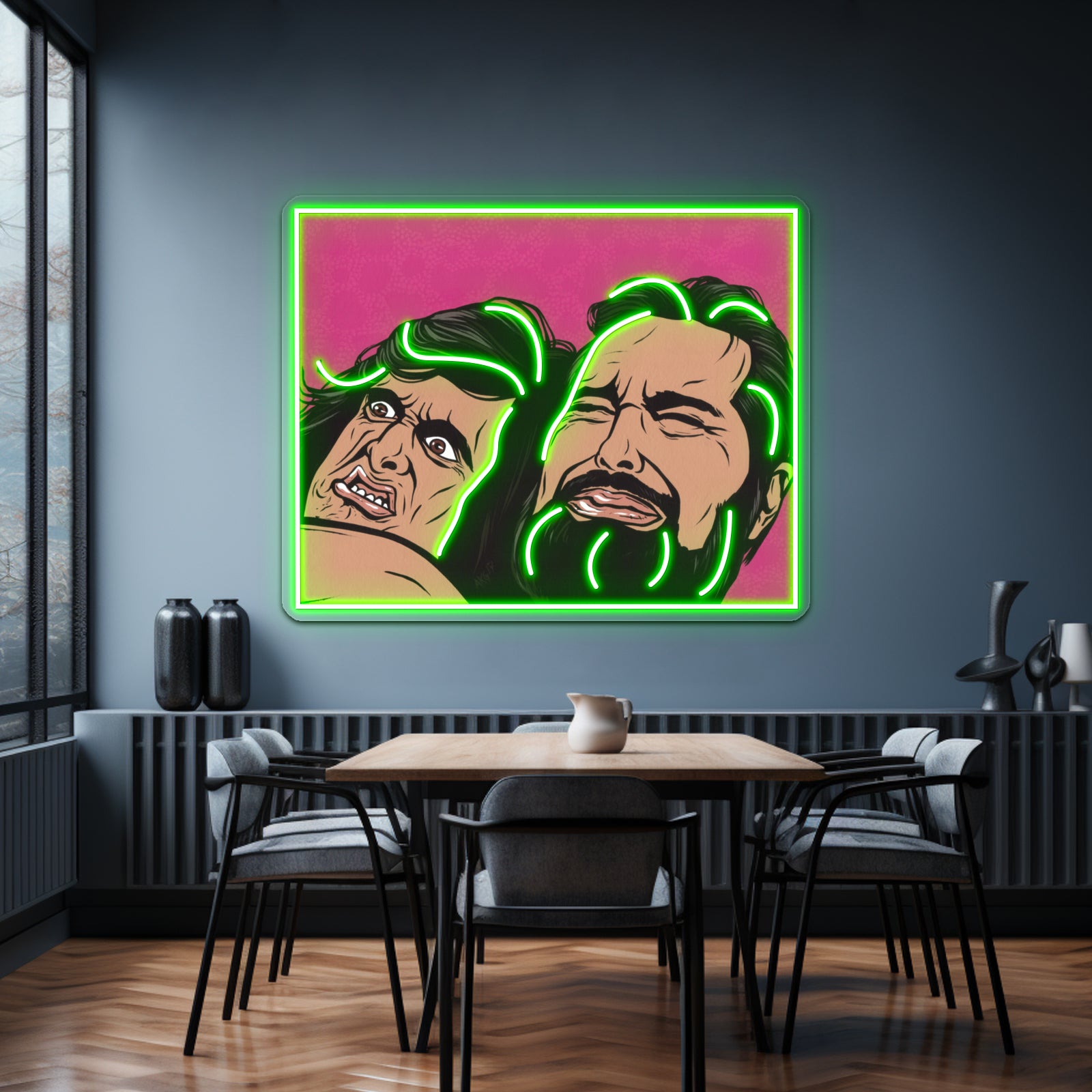 Samurai Cop Fight Scene Artwork Custom Led Signs | Shineneon