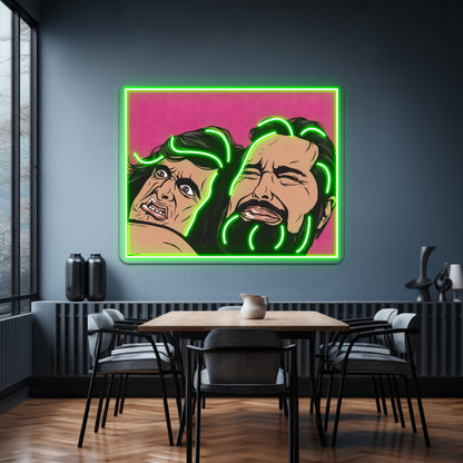 Samurai Cop Fight Scene Artwork Custom Led Signs