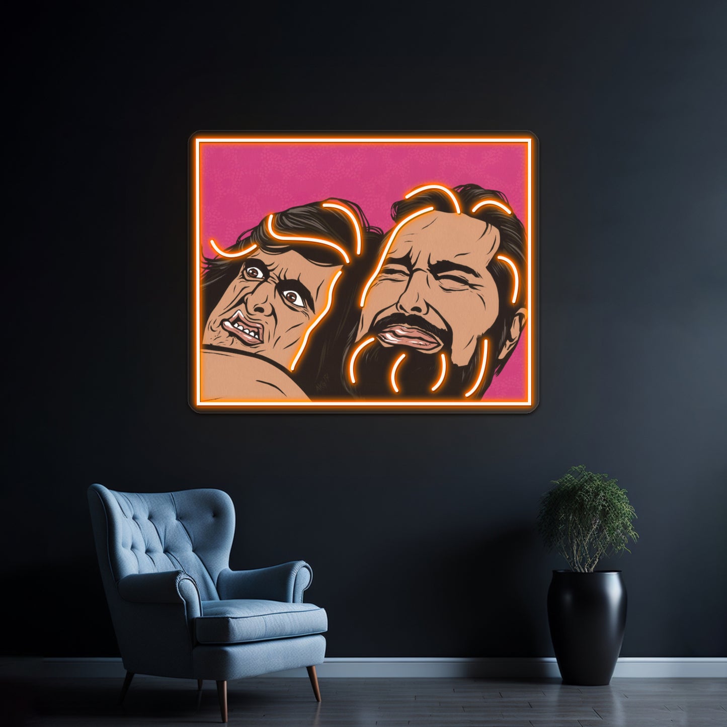 Samurai Cop Fight Scene Artwork Custom Led Signs