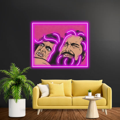 Samurai Cop Fight Scene Artwork Custom Led Signs