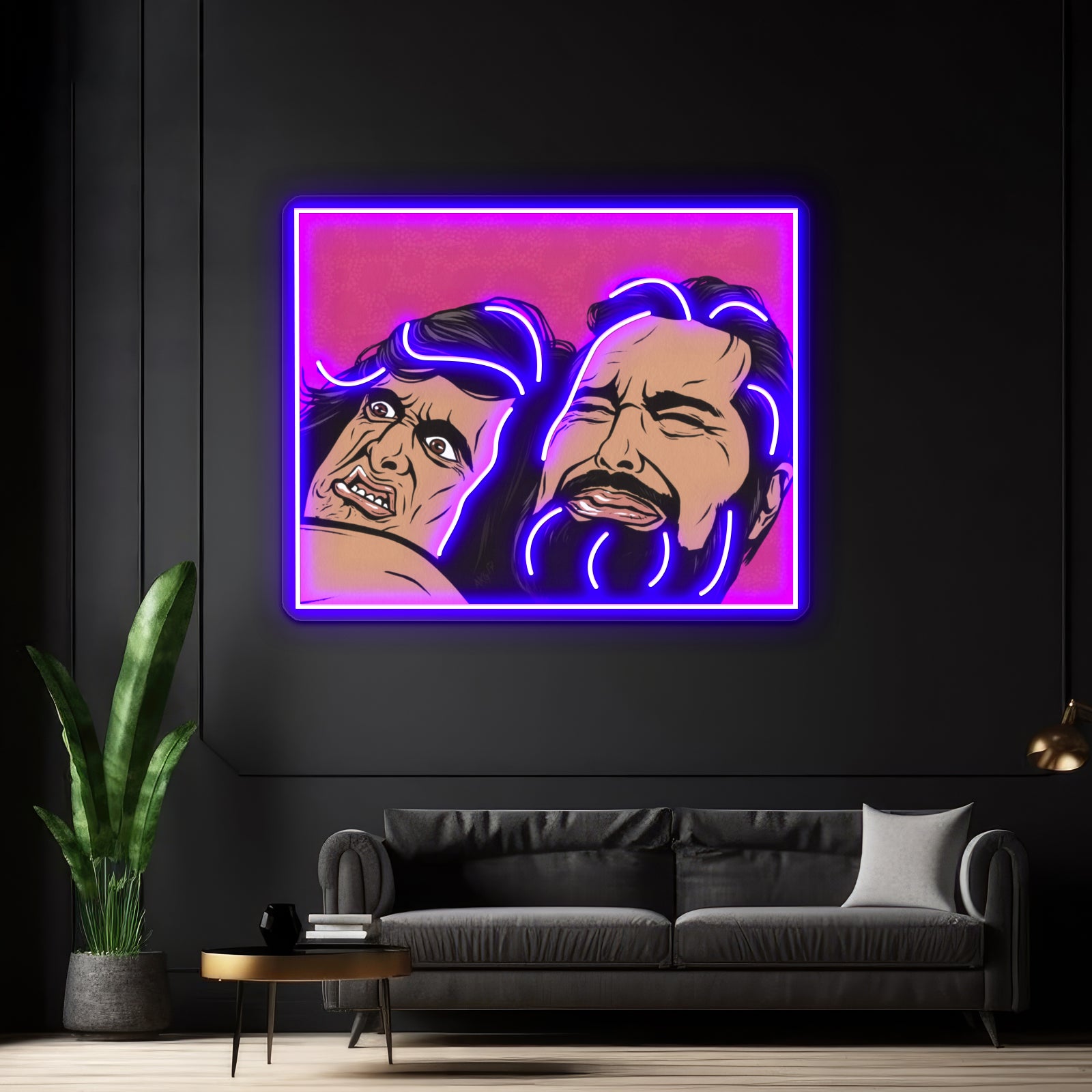 Samurai Cop Fight Scene Artwork Custom Led Signs | Shineneon
