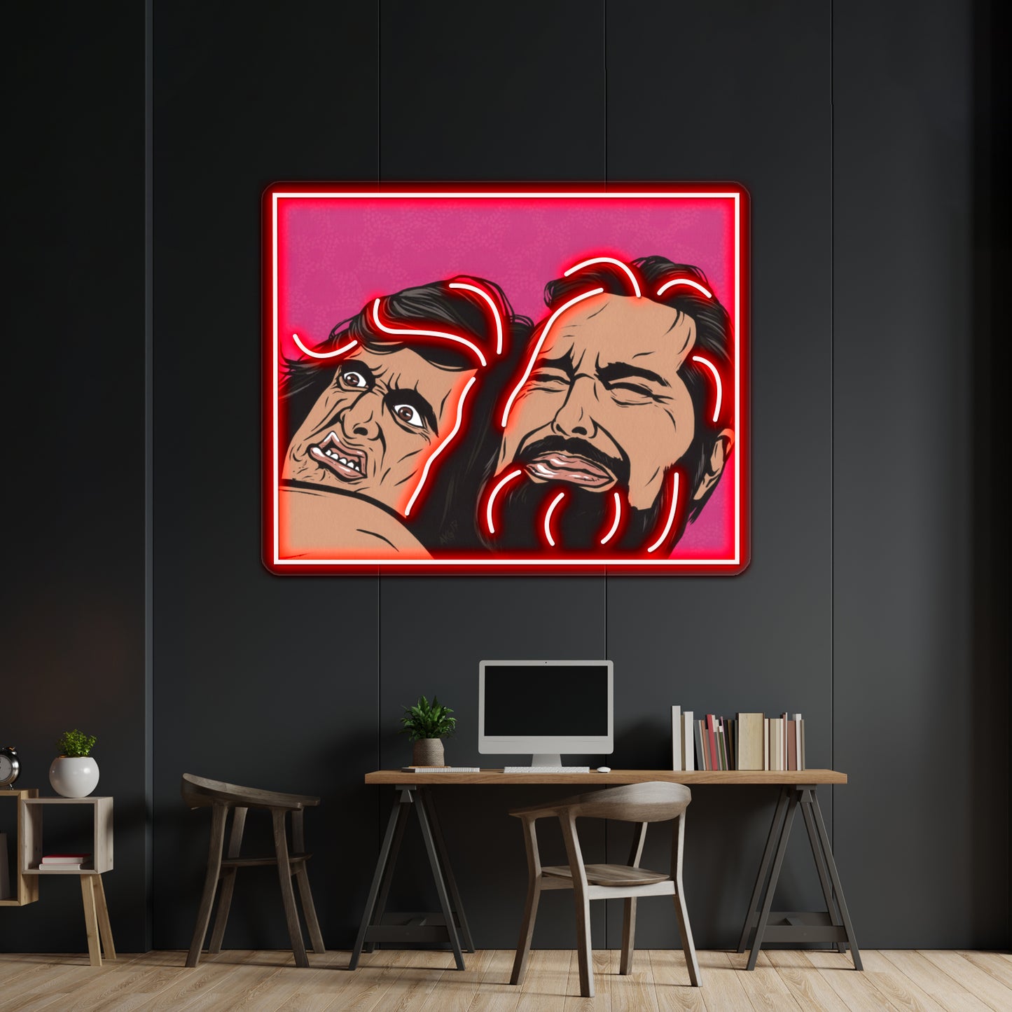 Samurai Cop Fight Scene Artwork Custom Led Signs