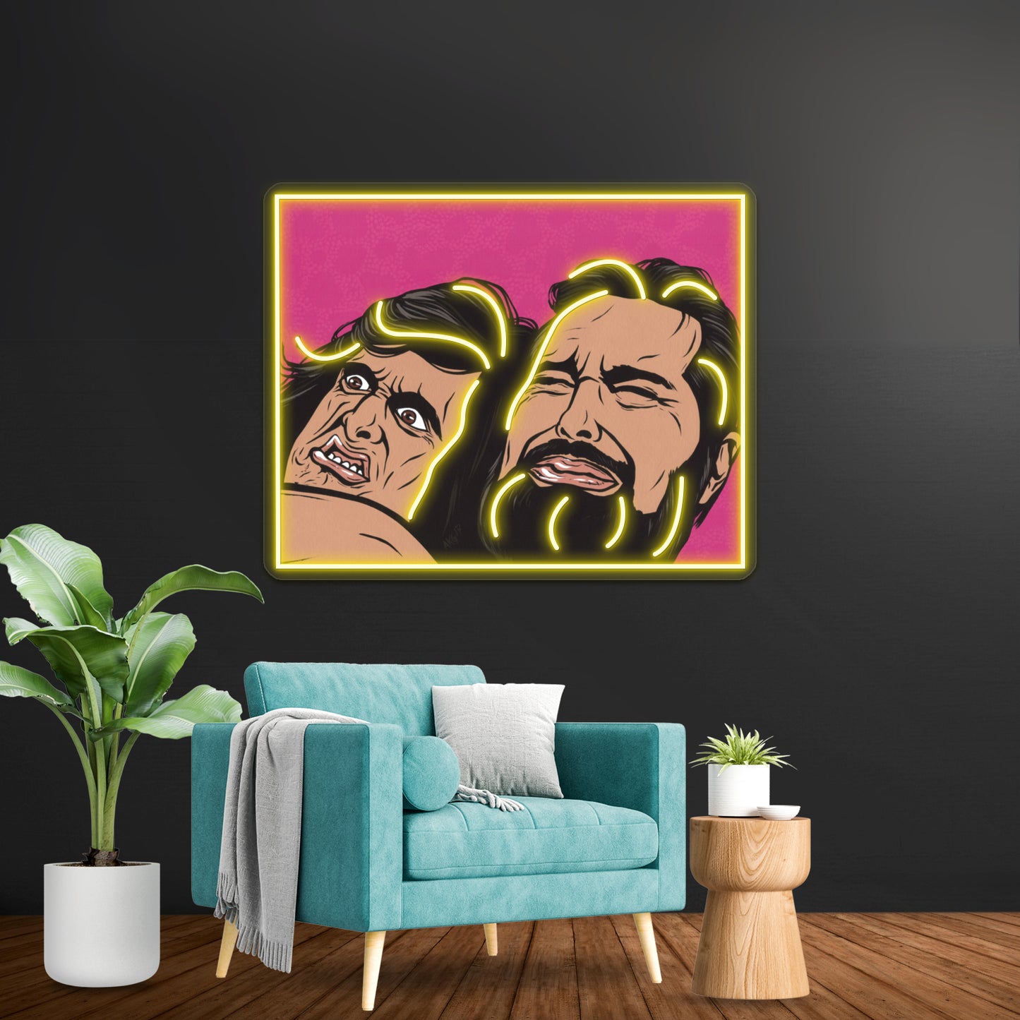 Samurai Cop Fight Scene Artwork Custom Led Signs