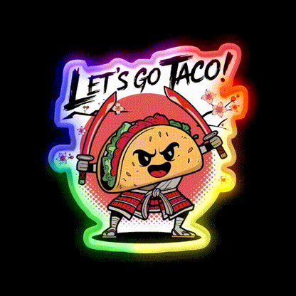 Samurai Taco Warrior Lets Go Taco Taco Led Neon Sign Kitchen Sign Rgb Color - LED neon sign close-up detail