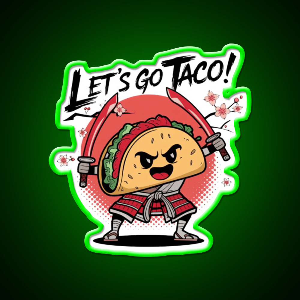 Samurai Taco Warrior Lets Go Taco Taco Led Neon Sign Kitchen Sign Rgb Color - Shineneon
