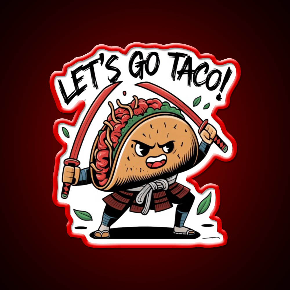 Samurai Taco Warrior Lets Go Taco Taco Led Neon Sign Rgb Color - Shineneon