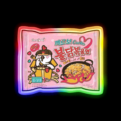 Samyang Carbonara Snack Food Led Neon Sign Rgb Color - LED neon sign close-up detail