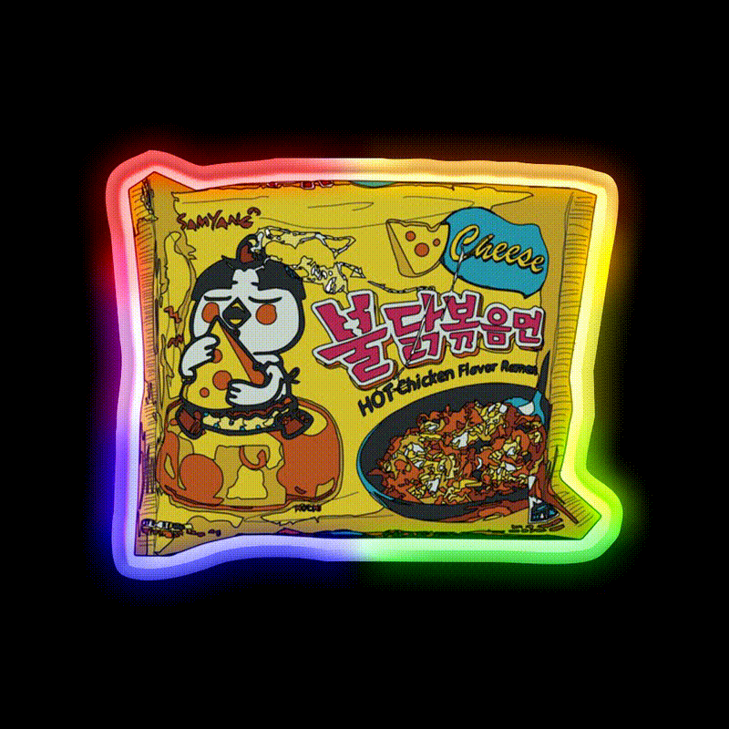Samyang Cheese Spicy Ramyun Snack Food Led Neon Sign Rgb Color - LED neon sign close-up detail