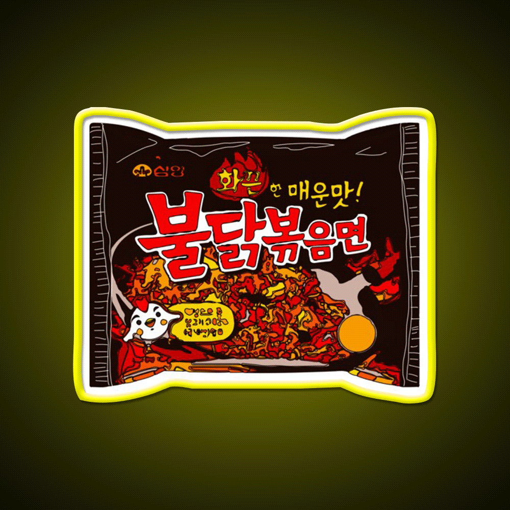 Samyang Original Spicy Ramyun Snack Food Led Neon Sign Rgb Color - Custom LED neon sign front view