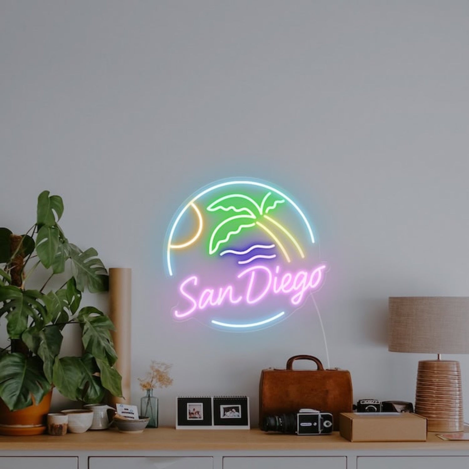 San Diego Palm Tree Sunset Led Neon Sign Wall Art | Shineneon