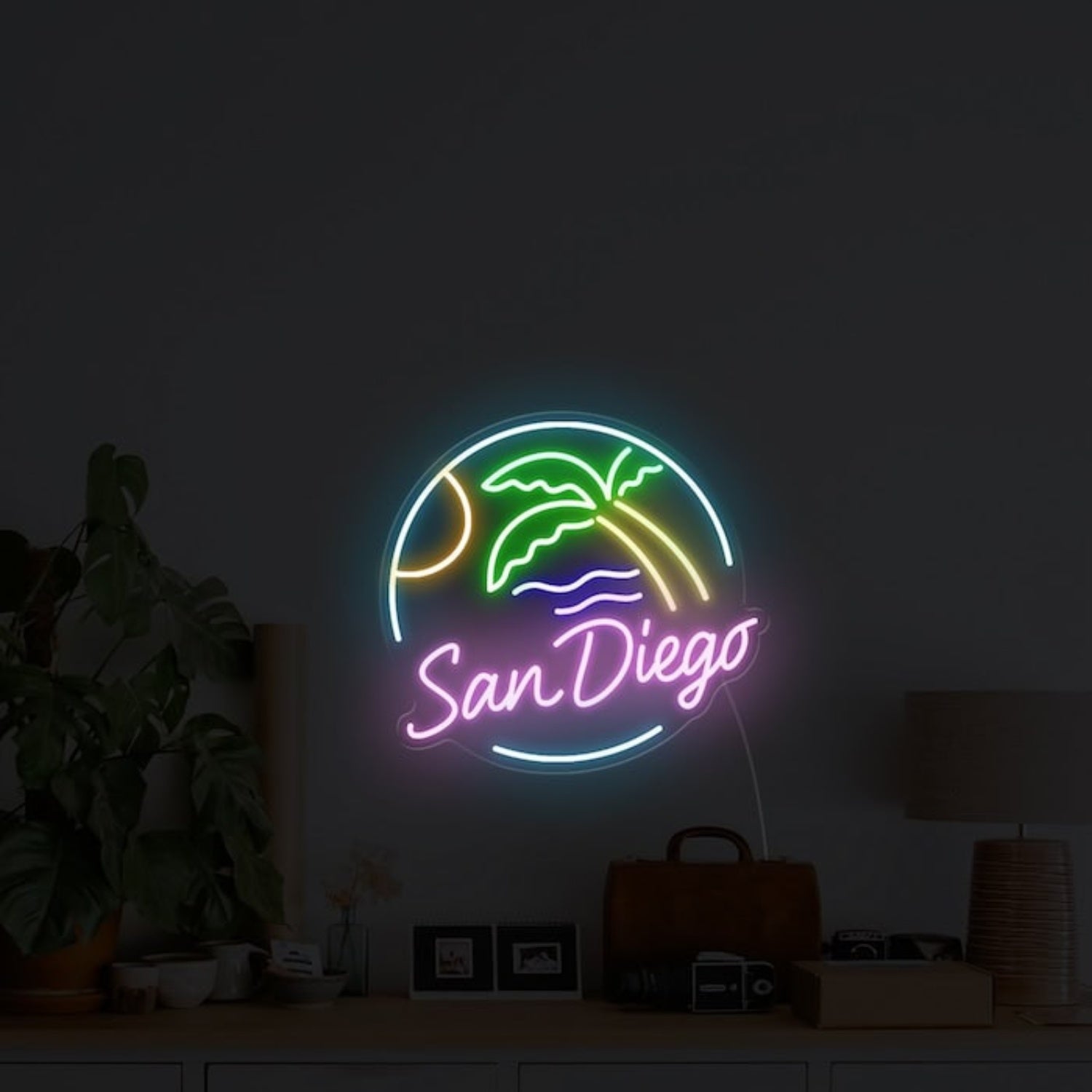 San Diego Palm Tree Sunset Led Neon Sign Wall Art | Shineneon