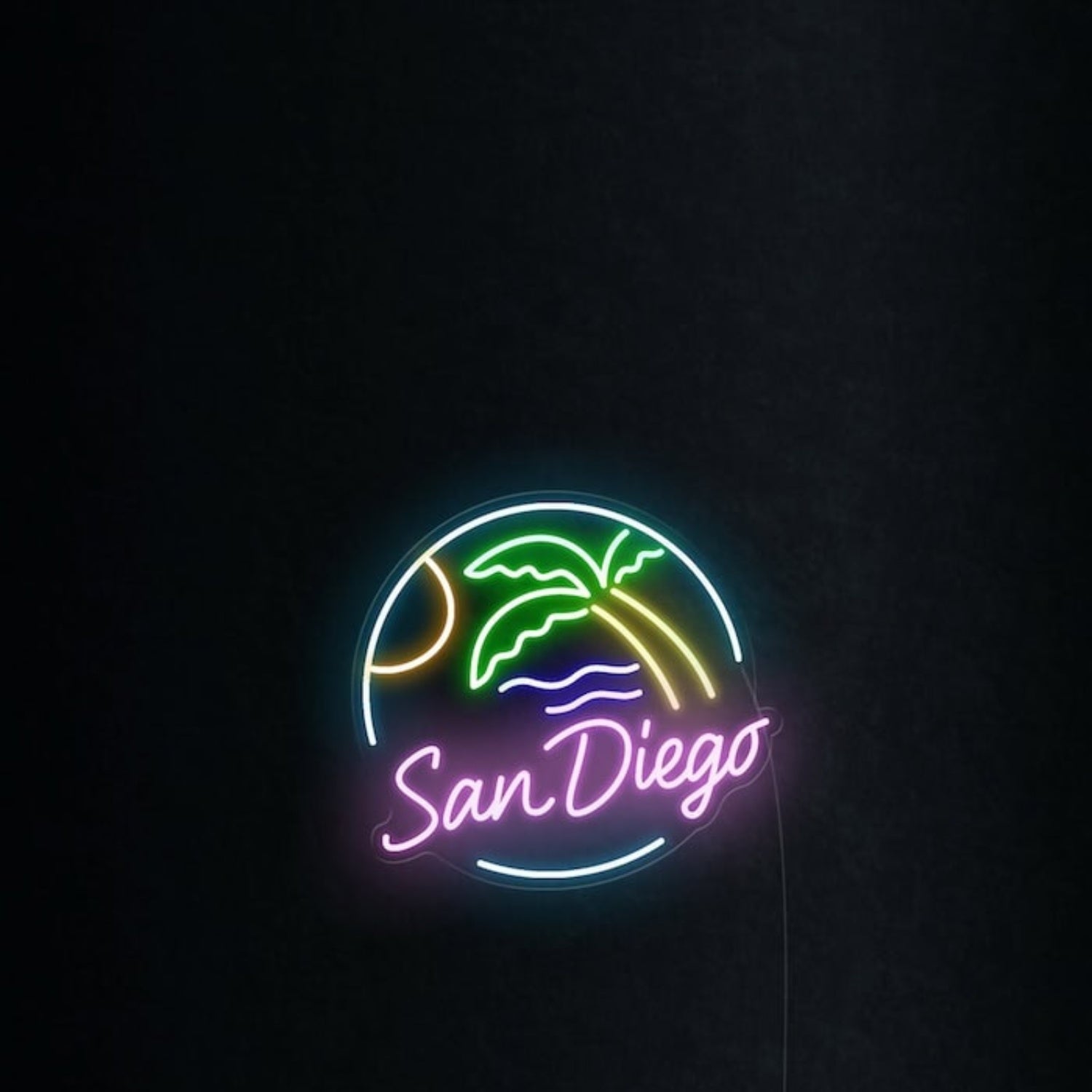 San Diego Palm Tree Sunset Led Neon Sign Wall Art | Shineneon