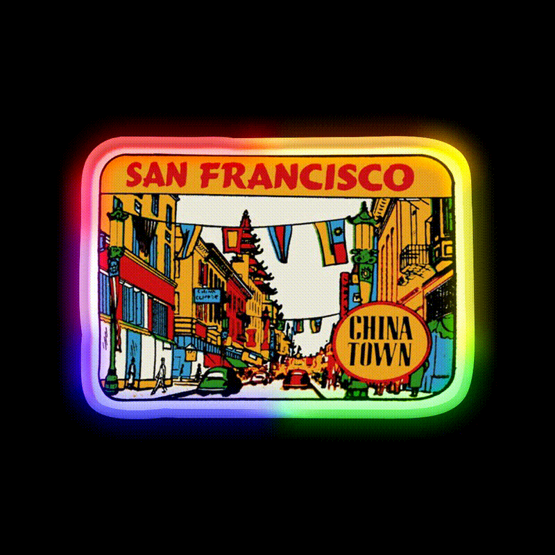 San Francisco Chinatown Asian Cultural Led Neon Sign Rgb Color - LED neon sign close-up detail