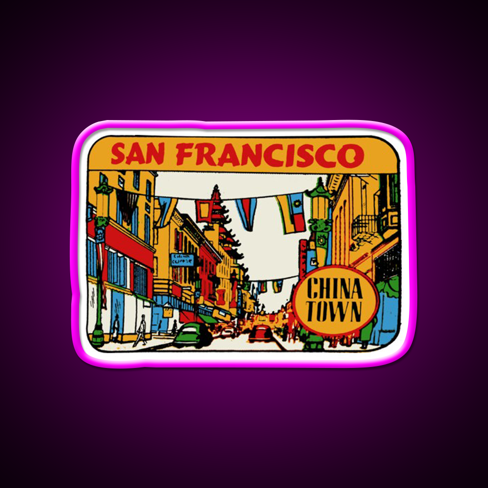 San Francisco Chinatown Asian Cultural Led Neon Sign Rgb Color - Neon sign mounted on wall in room
