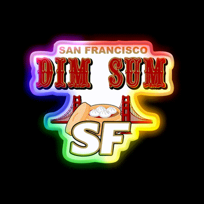 San Francisco Dim Sum Wordmark Asian Cultural Led Neon Sign Rgb Color - LED neon sign close-up detail