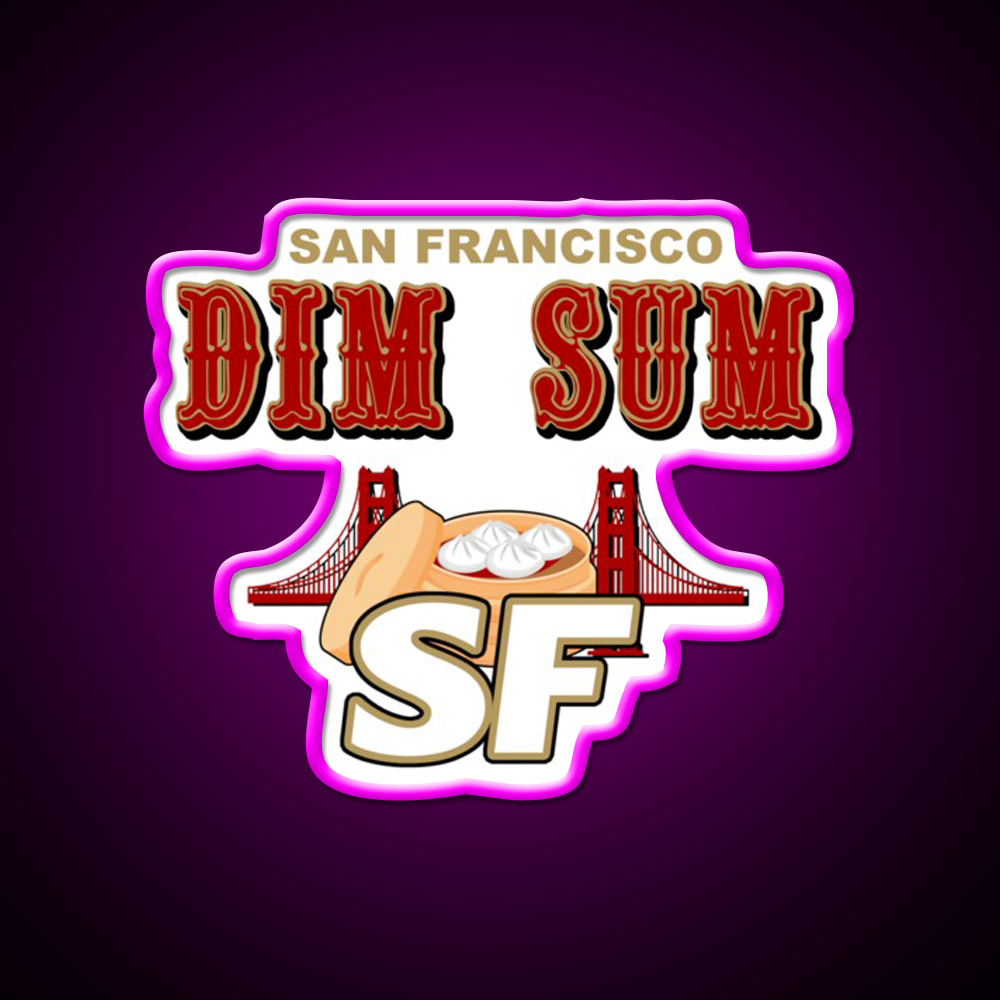 San Francisco Dim Sum Wordmark Asian Cultural Led Neon Sign Rgb Color - Neon sign mounted on wall in room