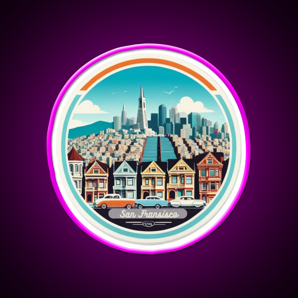 San Fransisco Asian Cultural Led Neon Sign Rgb Color - Neon sign mounted on wall in room