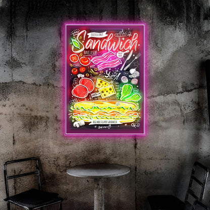 Sandwich Poster Food Menu Acrylic Led Sign | Shineneon