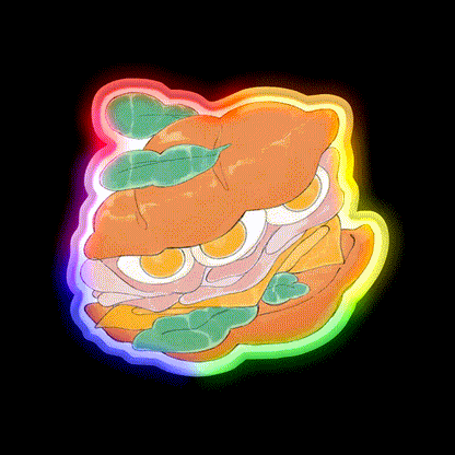 Sandwich Snack Food Led Neon Sign For Vending Area Rgb Color - LED neon sign close-up detail