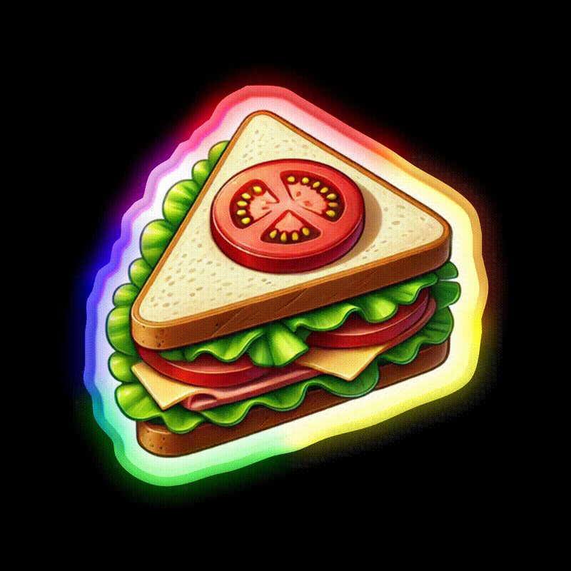Sandwich Snack Food Led Neon Sign Rgb Color - LED neon sign close-up detail