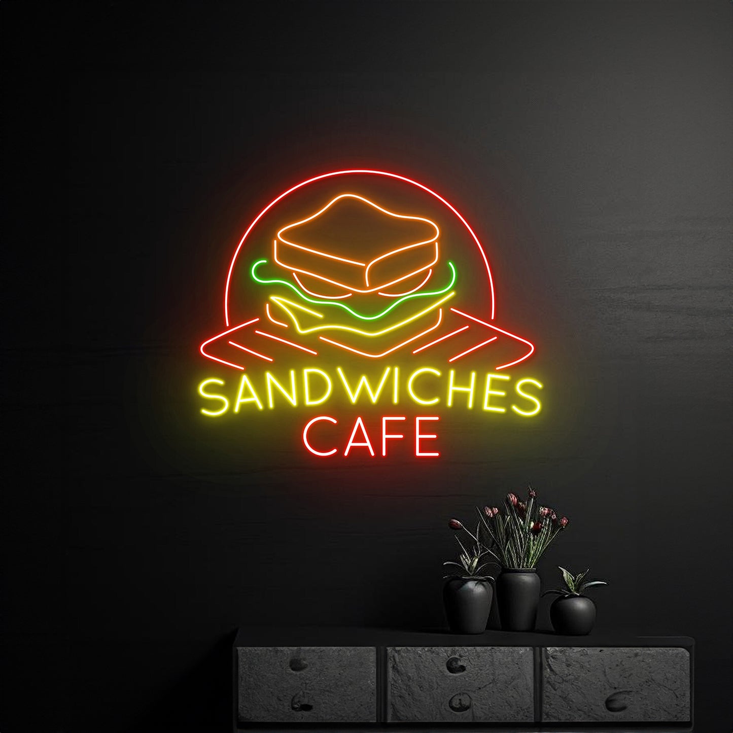 Sandwiches Cafe Neon Sign