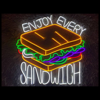 Sandwiches Restaurant Sandwiches Logo Decor Street Food Shop Led Neon Sign | Shineneon