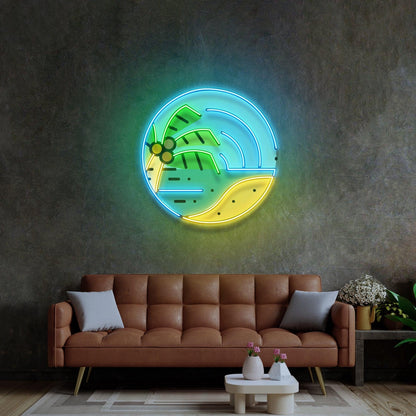 Sandy Beach Tropical Uv Printed Led Neon Sign Coastal Decor For Home Cafe | Shineneon